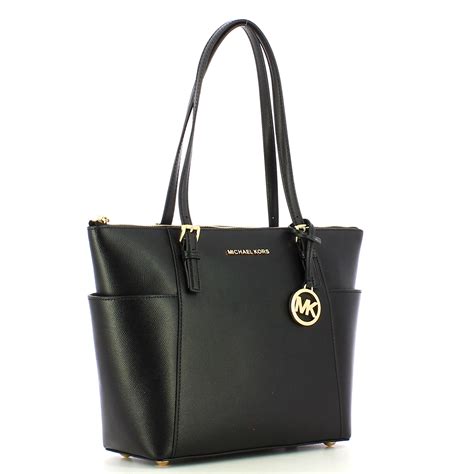 michael kors jet set item lg ew tz tote black|michael kors jet set bag.